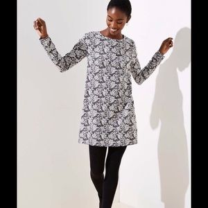 Brand New LOFT Petite Gray Jacquard Shift Dress